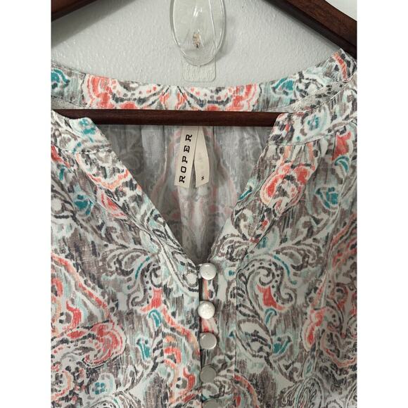 Roper Long Sleeve Floral Print V-Neck Western Dress sz Small - Picture 3 of 6